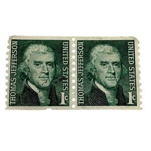 2 Thomas Jefferson US Postage‎ Stamp 1 Cent Green Collectible 1968